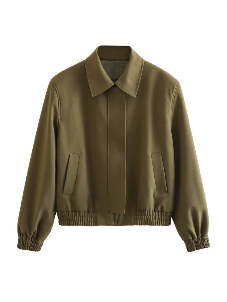 Trendige Oversize-Bomberjacke mit Kragen von Avelena für Damen