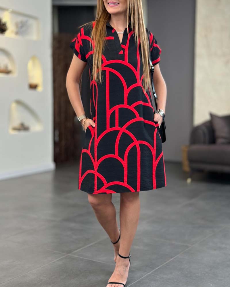 MODEGEIST Damen Midi-Kleid Kurzarm Relaxed-Fit Vielseitig