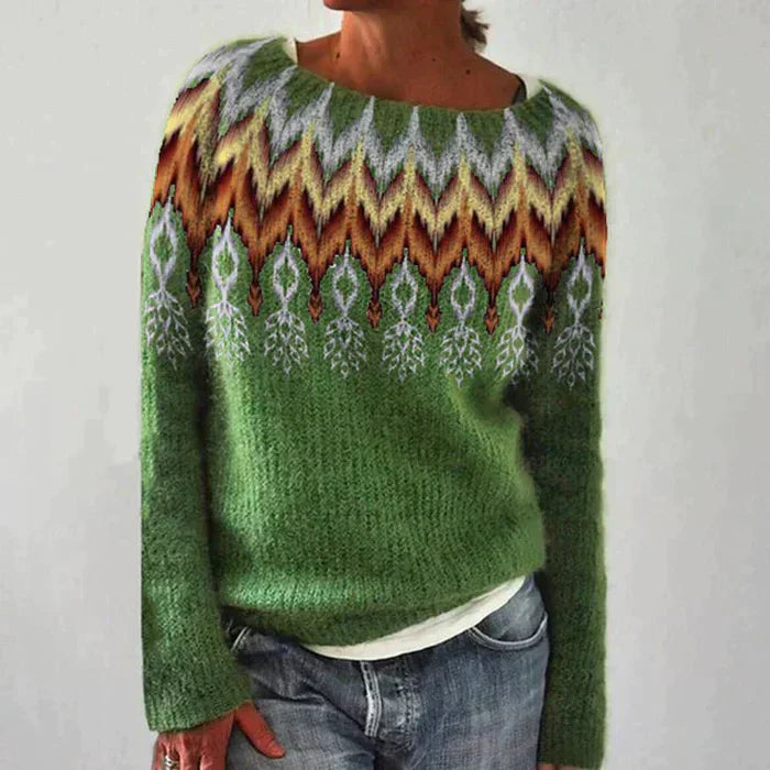 ModeGeist | Pullover - Frauen Bunter Fair Isle Strickpullover