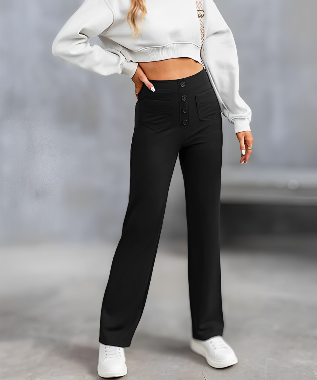 Valeria: Hochwertige, elastische Freizeit Hose mit hohem Bund