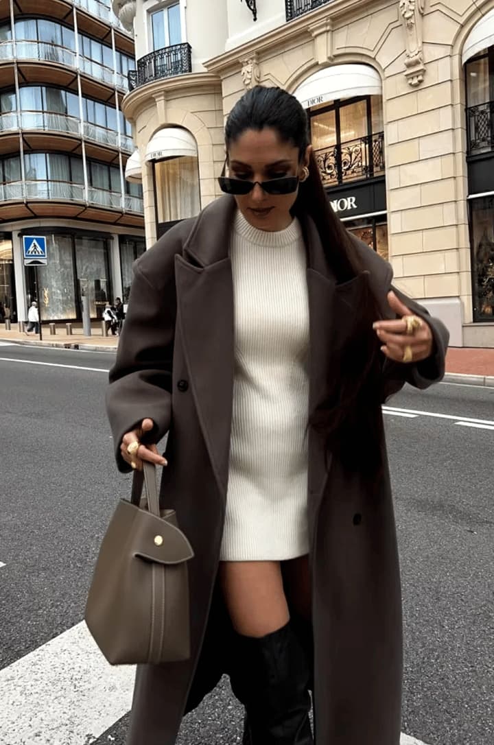 ModeGeist | Übergröße Eleganter Damen Wollmantel mit Knöpfen