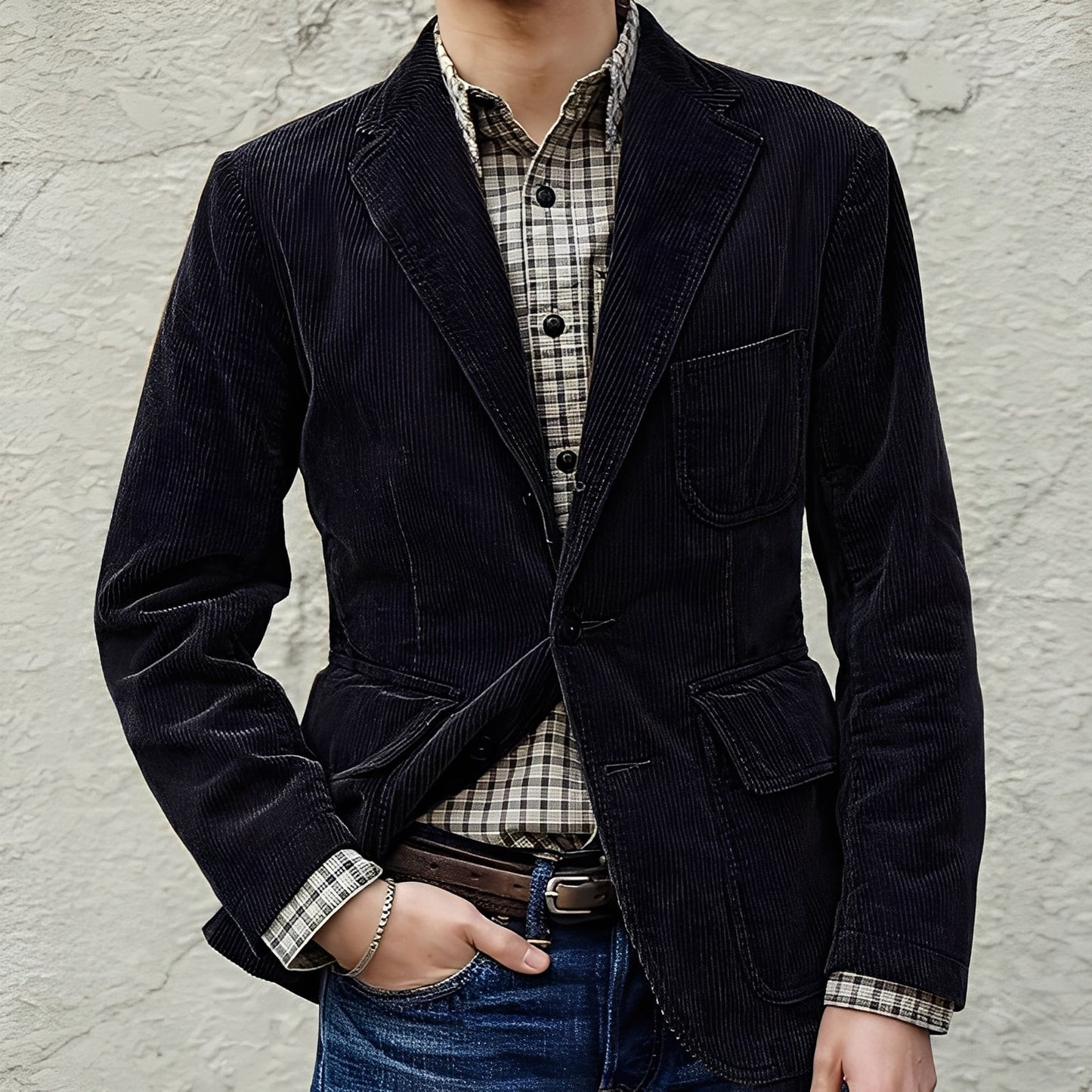 ModeGeist | Legere Wolljacke mit Taschen für Herren