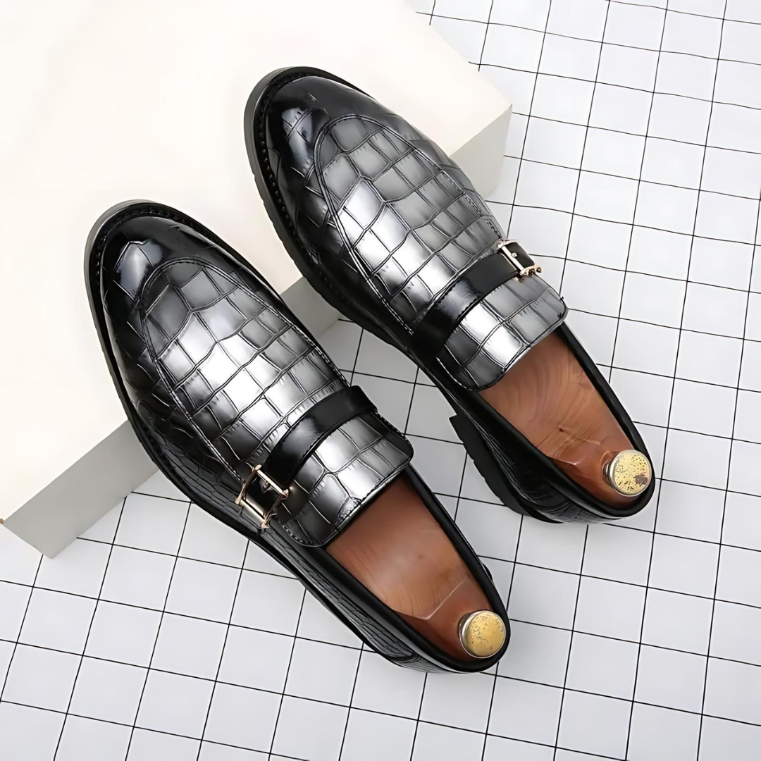 Herren-Loafer aus Leder mit Kroko-Prägung: Julius Luxusmodell