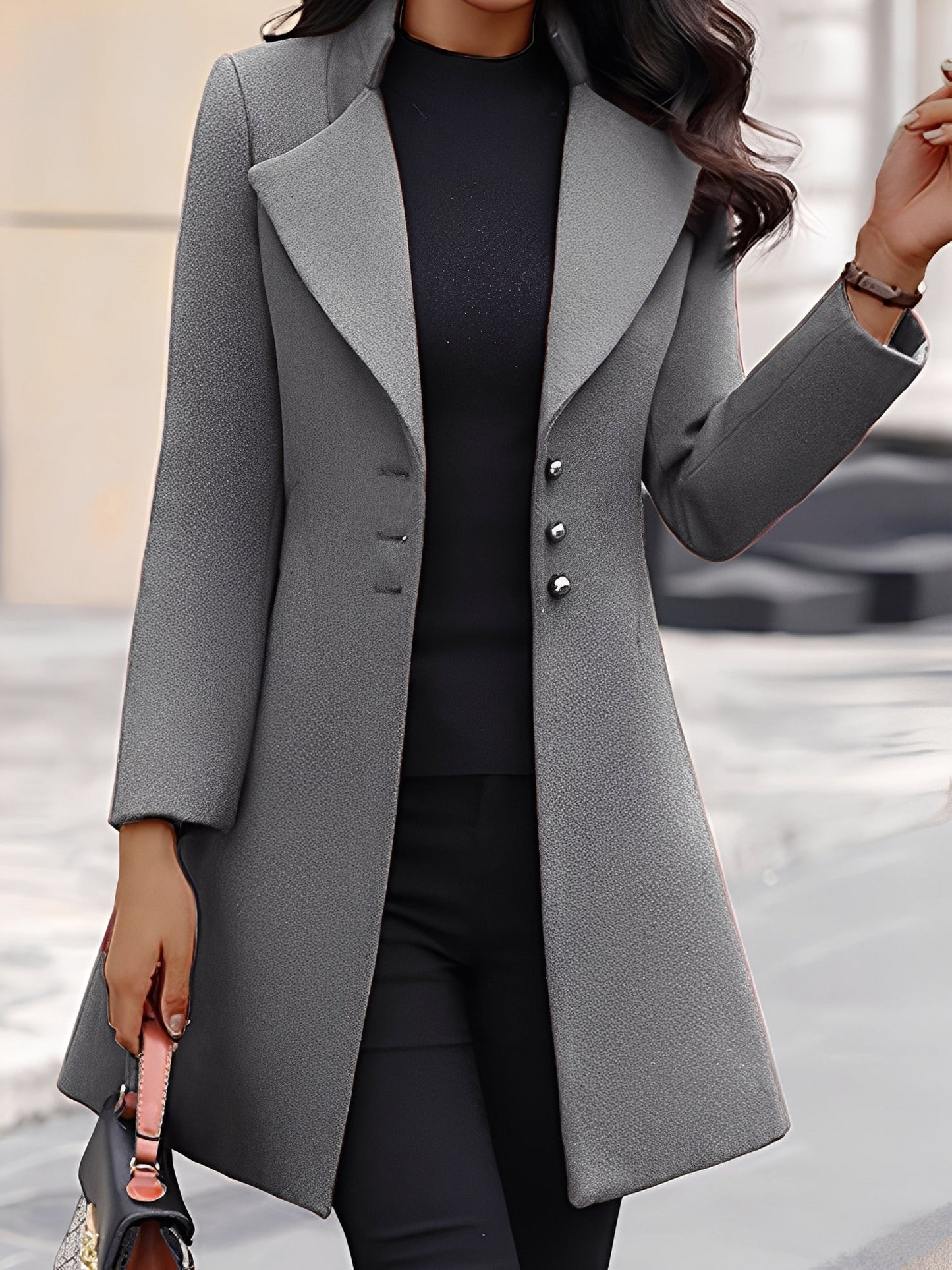 ModeGeist | Eleganter, formeller langer Wollmantel für Frauen