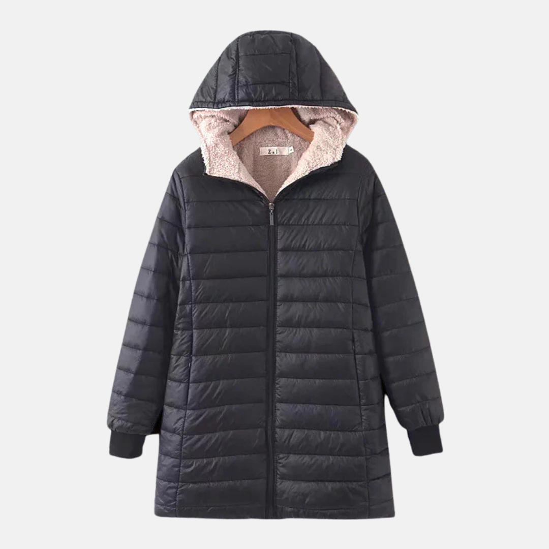 ModeGeist | Steppjacke - Mittellang - Lockere Passform - Fleece-Futter - Kapuze
