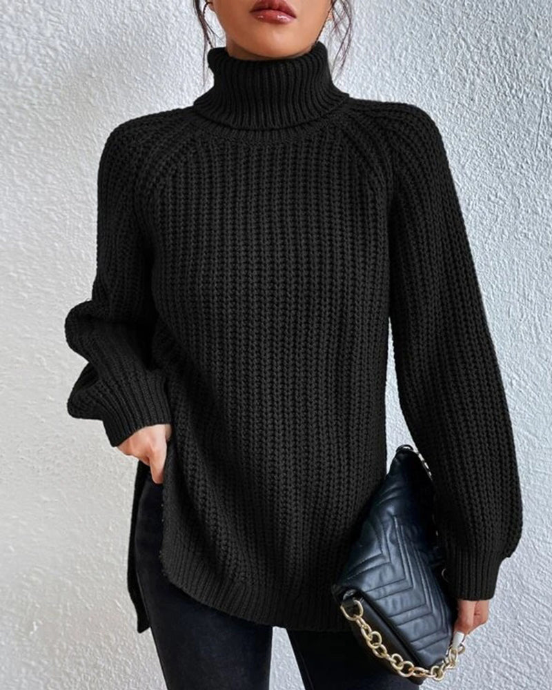 ModeGeist | Pullover - Damen Herbst Strick Rollkragen mit lockerer Passform