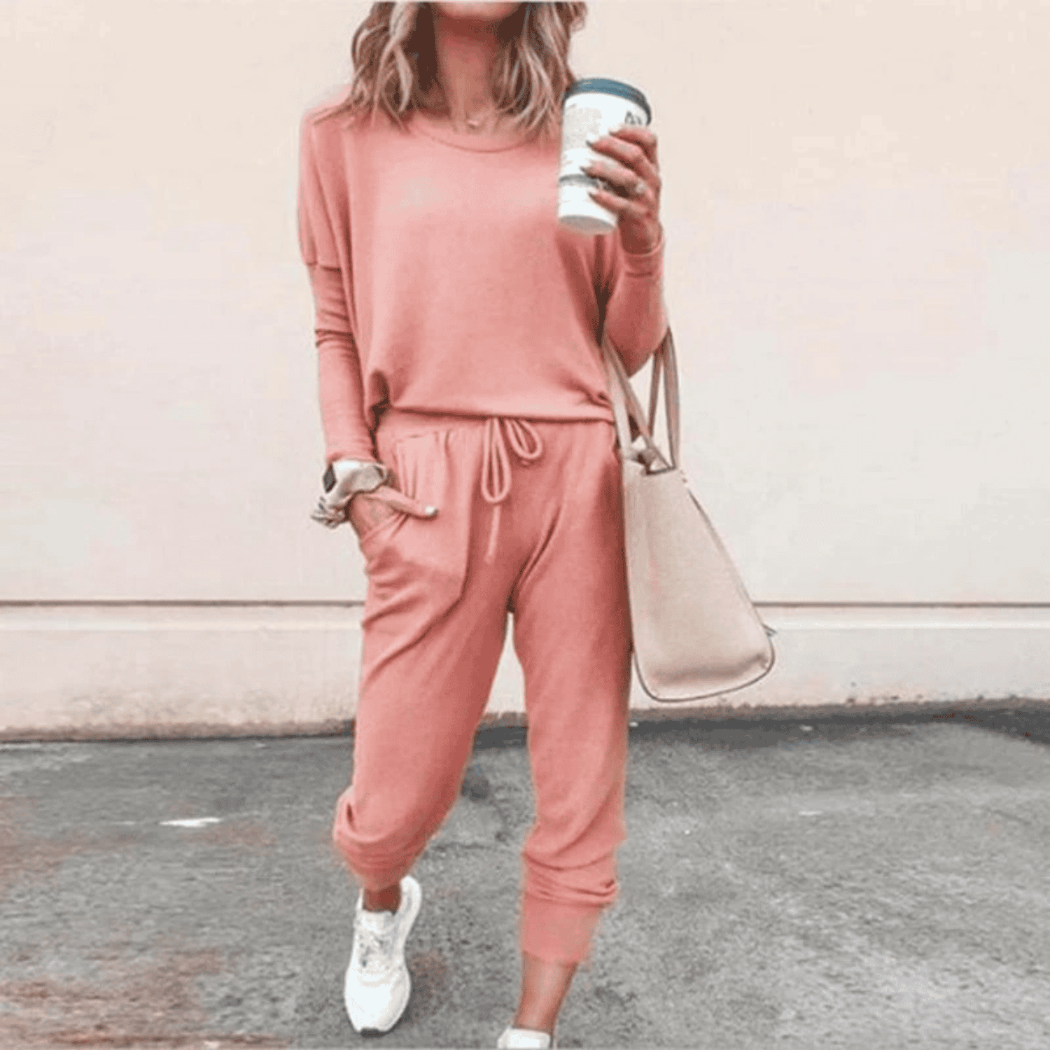 MODEGEIST Damen Jogging-Set Lounge Verstellbare Taille