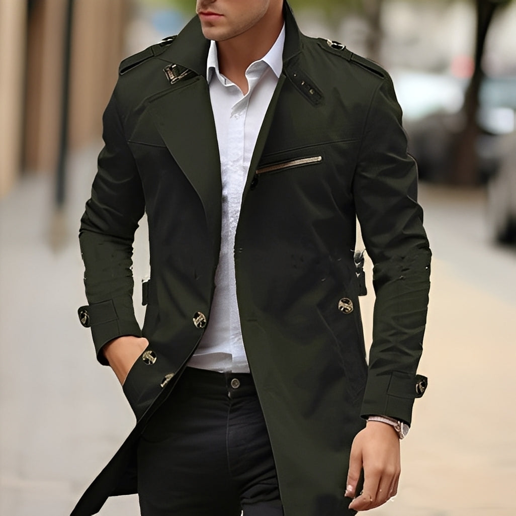 ModeGeist | Eleganter Trenchcoat mit umgekehrtem Kragen für Männer