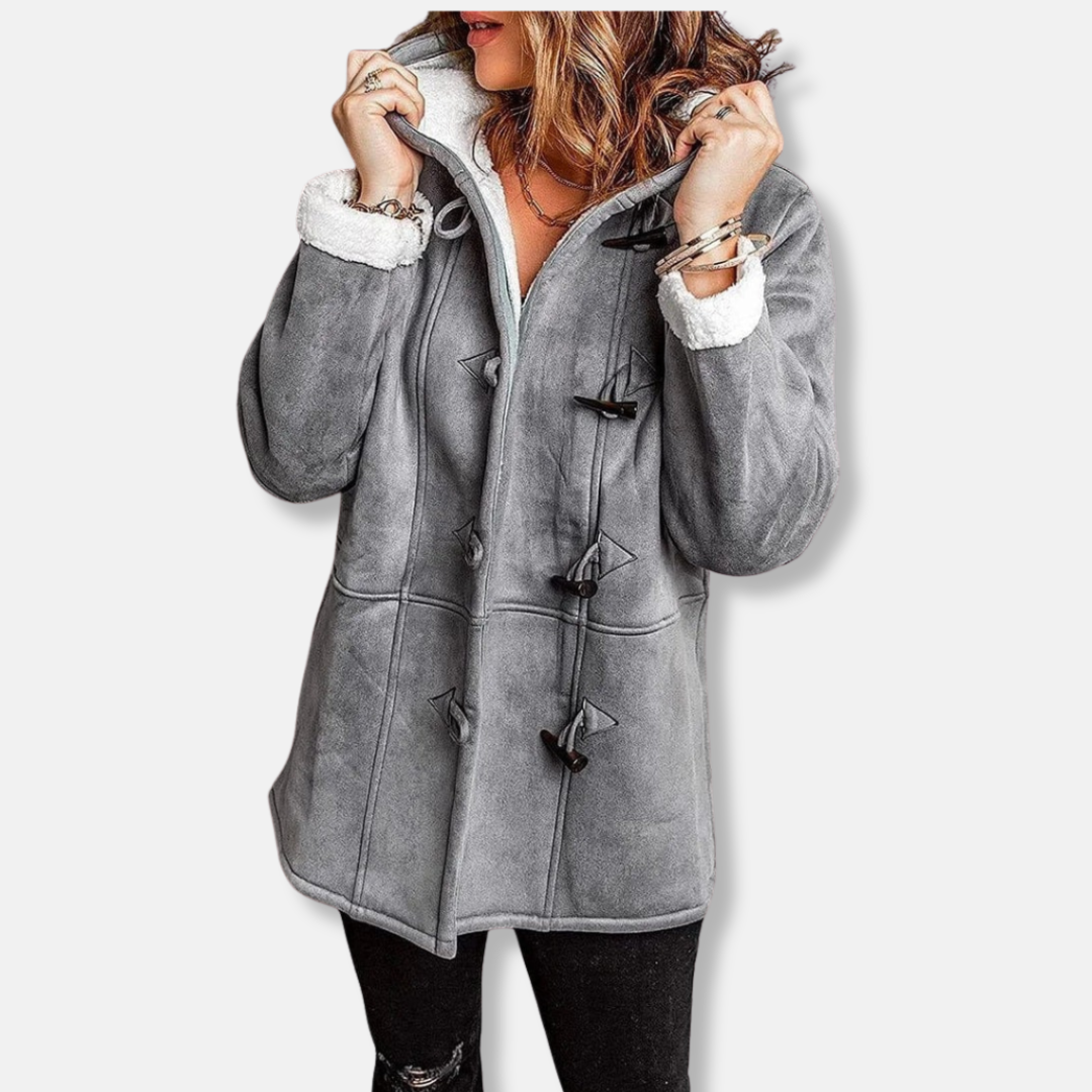 ModeGeist | Fleecejacke - Relaxed Fit - Kapuze - Plüschfutter - Mittellang - Toggle-Verschluss