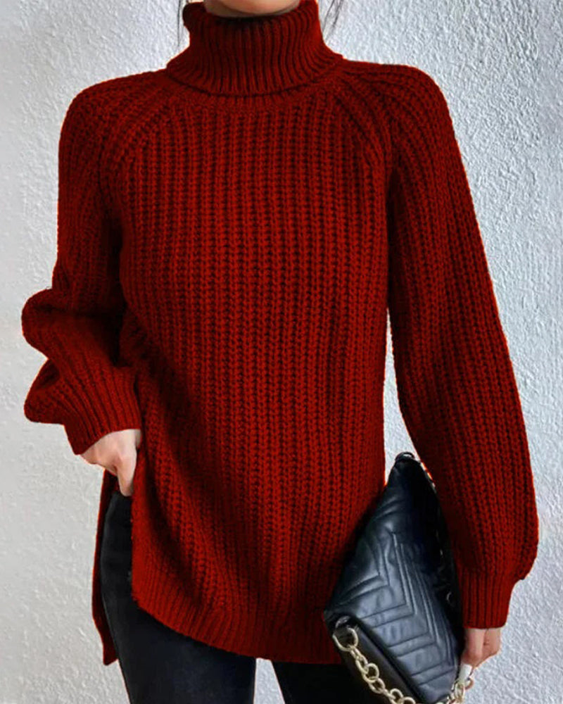 ModeGeist | Pullover - Damen Herbst Strick Rollkragen mit lockerer Passform