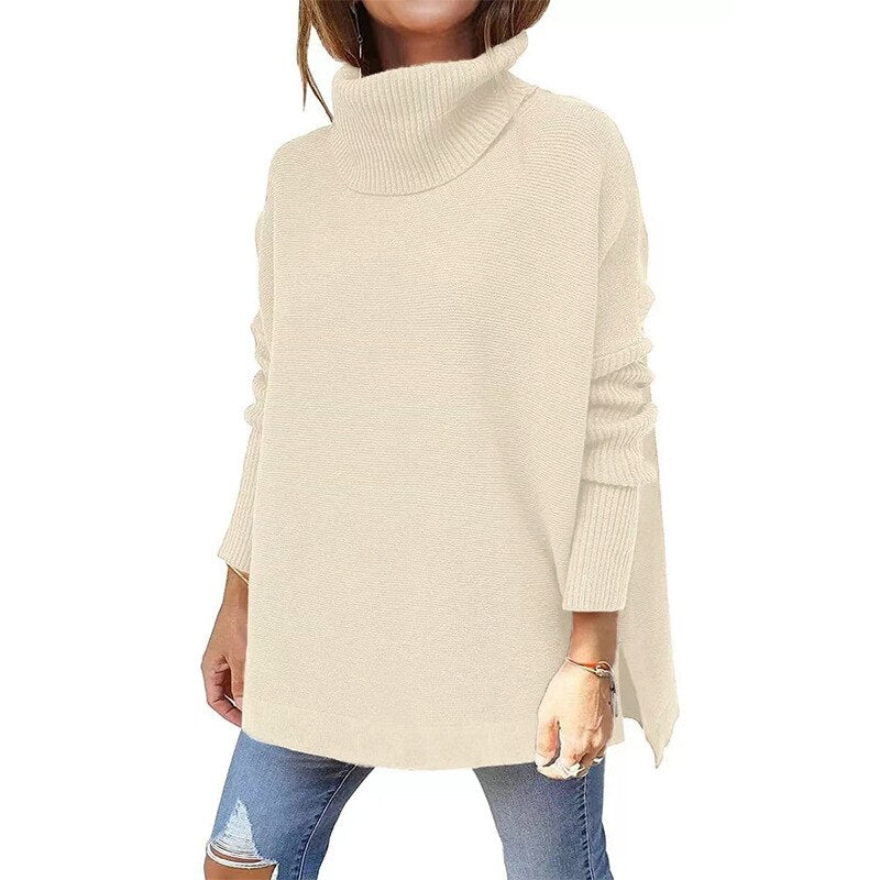 ModeGeist | Jumper - Frauen Herbst Bequemer Rollkragenpullover