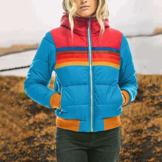 ModeGeist | Damen Retro Colorblock Steppjacke