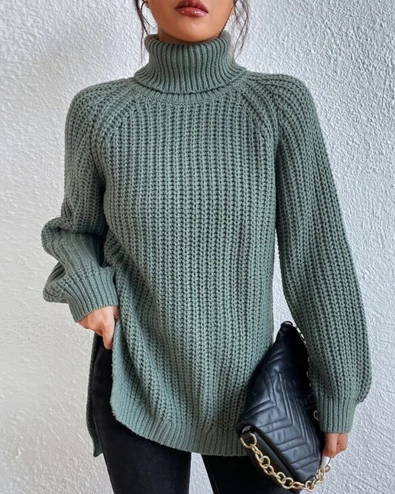 ModeGeist | Pullover - Damen Herbst Strick Rollkragen mit lockerer Passform