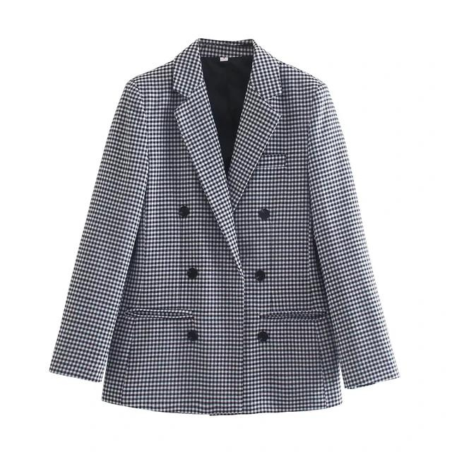 Blazer mit Doppelreiher-Knopfleiste und transparentem Kragen