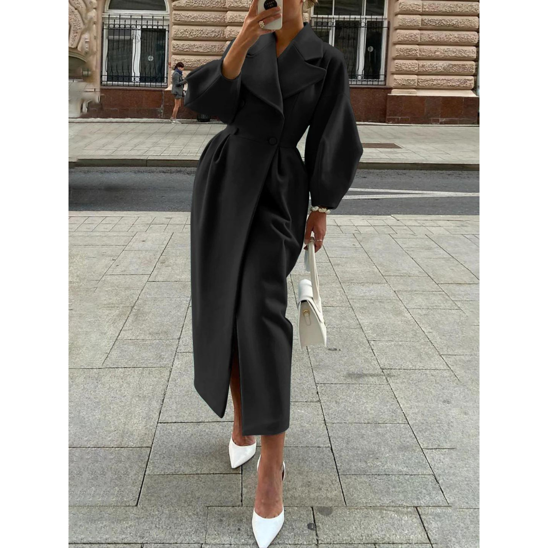 ModeGeist | Langer Einfarbiger Trenchcoat für Frauen Perfekt für Den Herbst