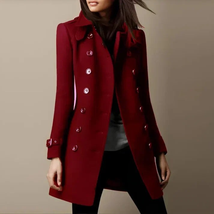 ModeGeist | Damenjacke mit Wendekragen und Knöpfen für Herbst/Winter