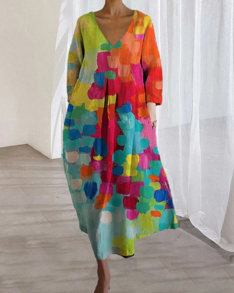 ModeGeist | Bunt Gedrucktes Sommerkleid für Frauen