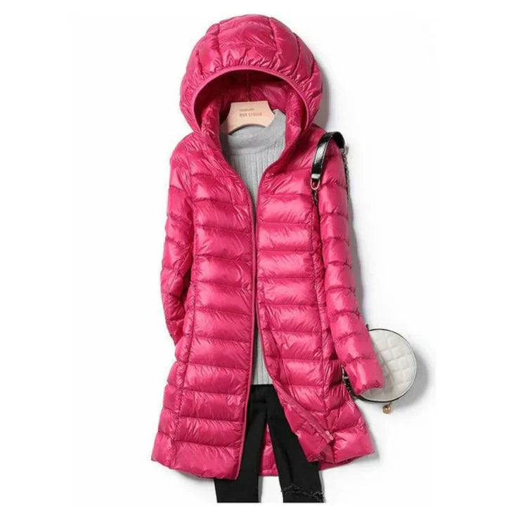ModeGeist | Lange Winterjacke für Frauen mit Kapuze
