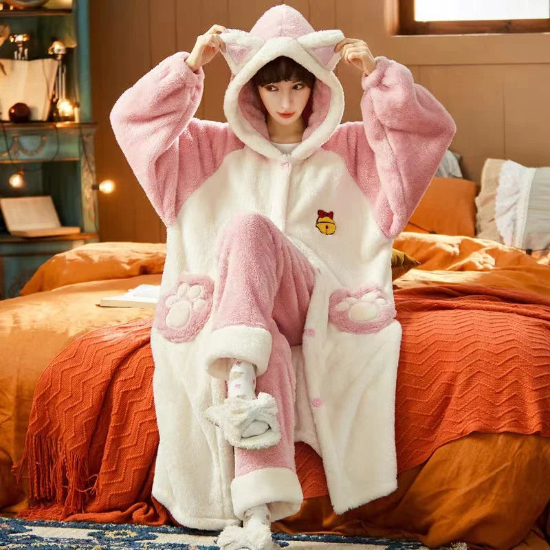 Bequemer, trendiger Damen-Pyjama mit Kapuze von Fudus
