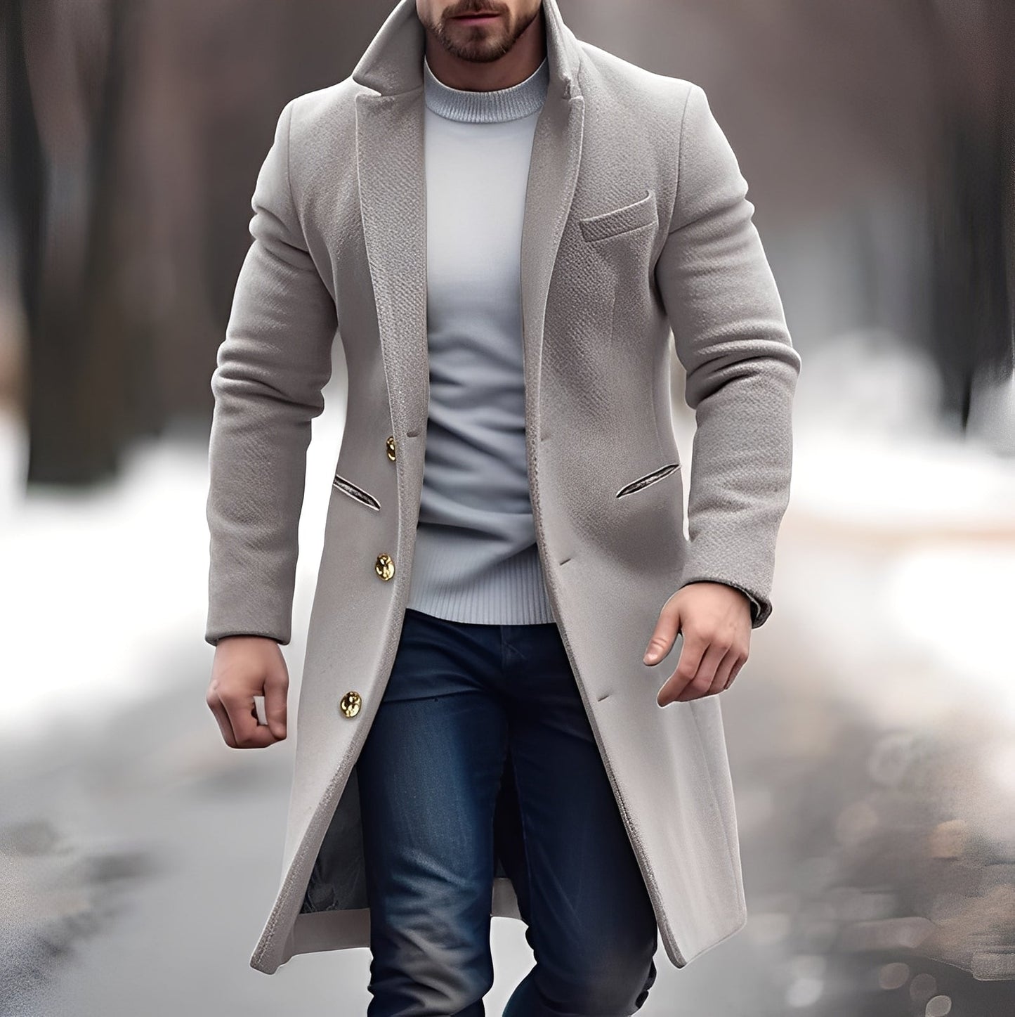 ModeGeist | Schick, Mittellanger Wollmantel für Herren