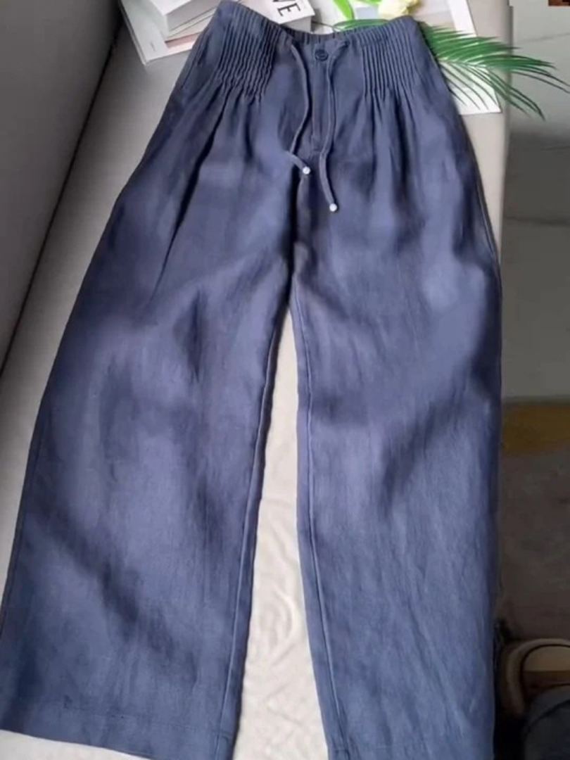 MODEGEIST Damen Wide-Leg Hose Elastikbund Leicht