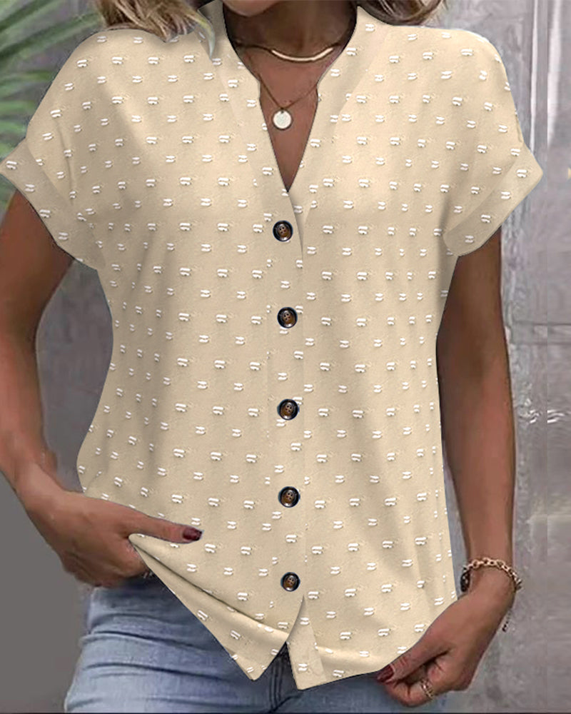 WILHELMINE Bluse: V-Ausschnitt und Knopfleiste