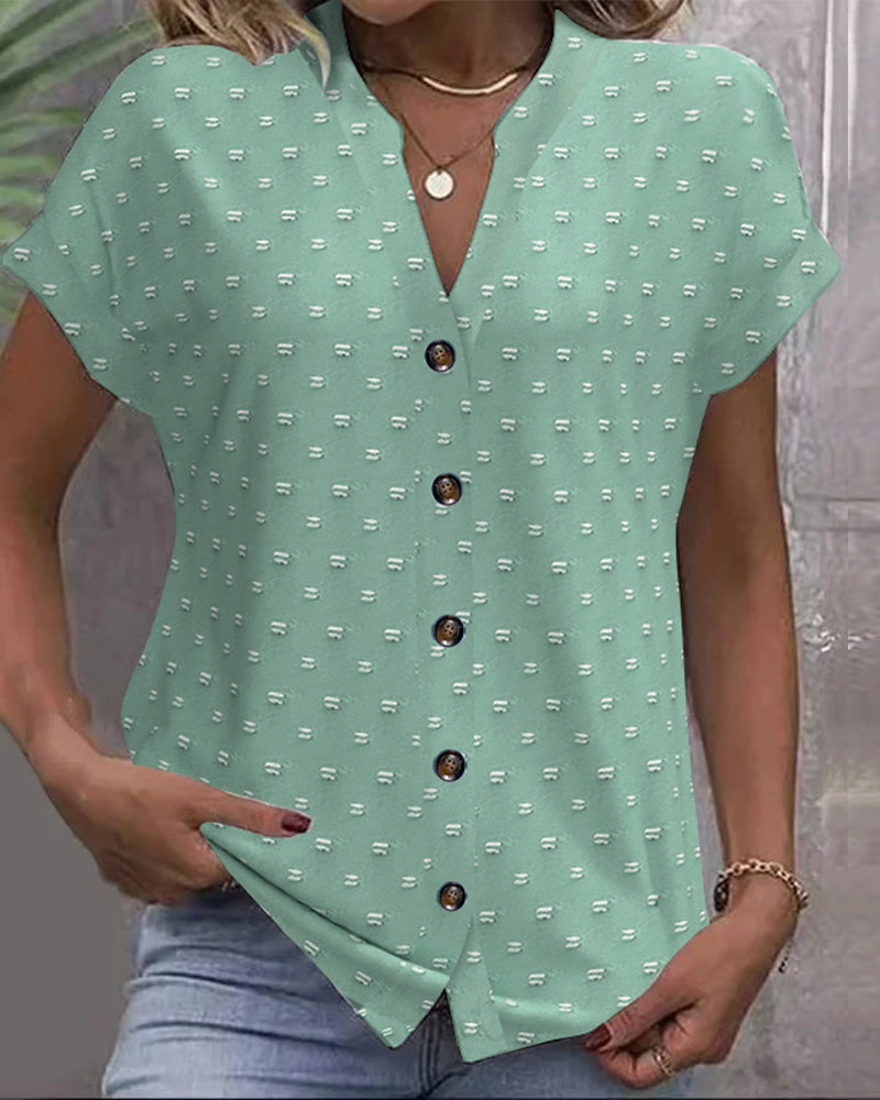 WILHELMINE Bluse: V-Ausschnitt und Knopfleiste