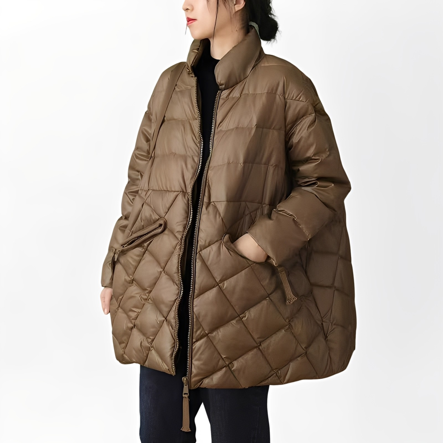 ModeGeist | Warme Daunenjacke mit Reißverschlusstaschen für Damen
