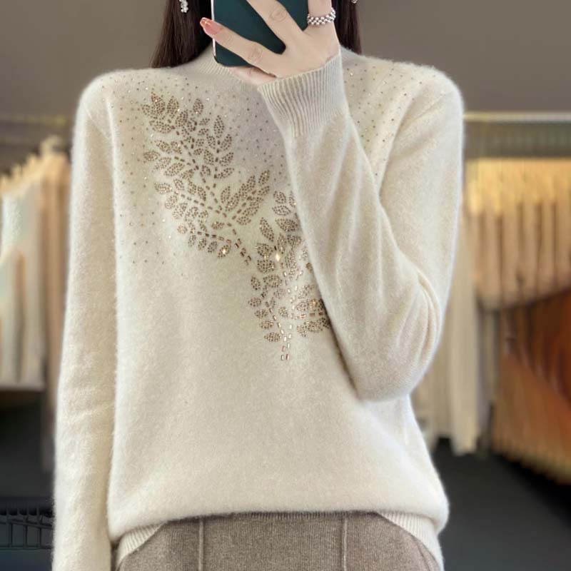 ModeGeist | Strickpullover Mit Zartem Blättermuster