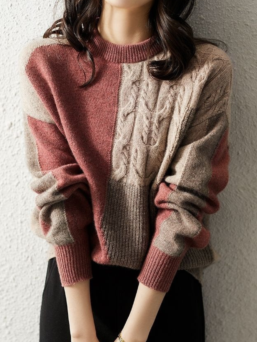 ModeGeist | Schicker & Stylischer Strickpullover in Kontrastfarbe