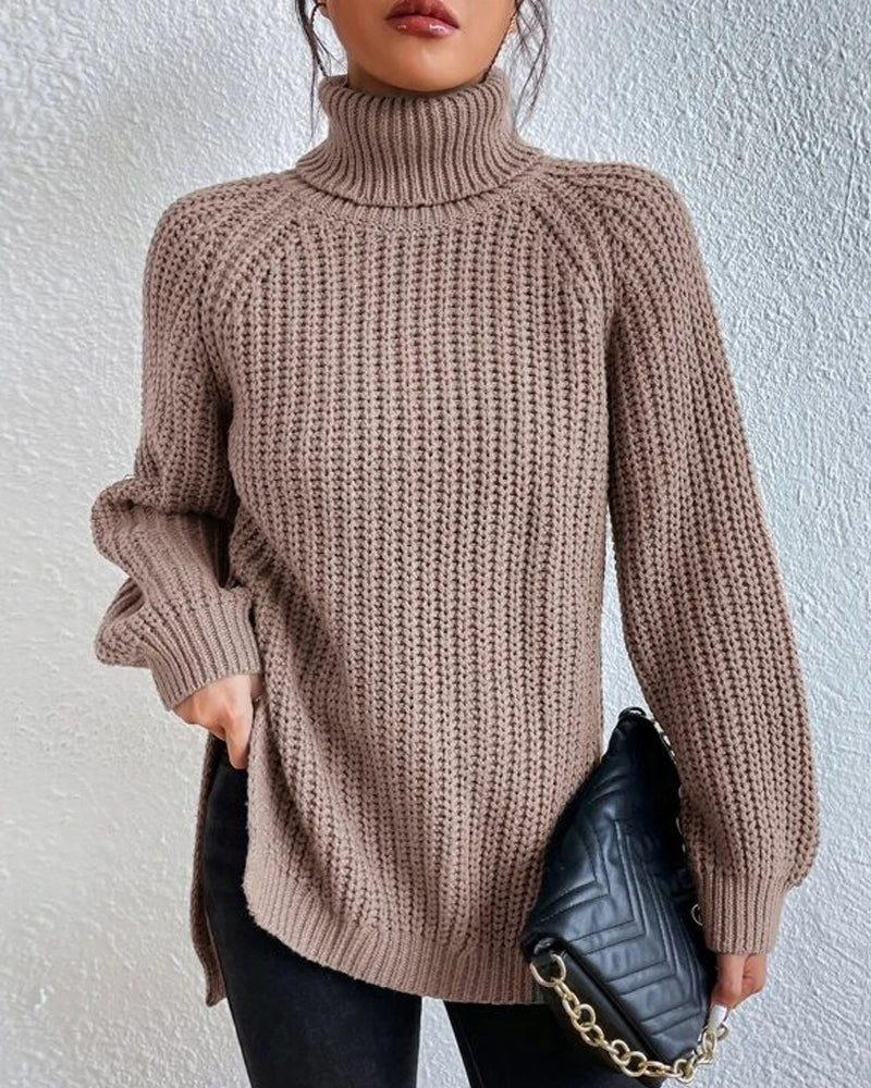 ModeGeist | Pullover - Damen Herbst Strick Rollkragen mit lockerer Passform