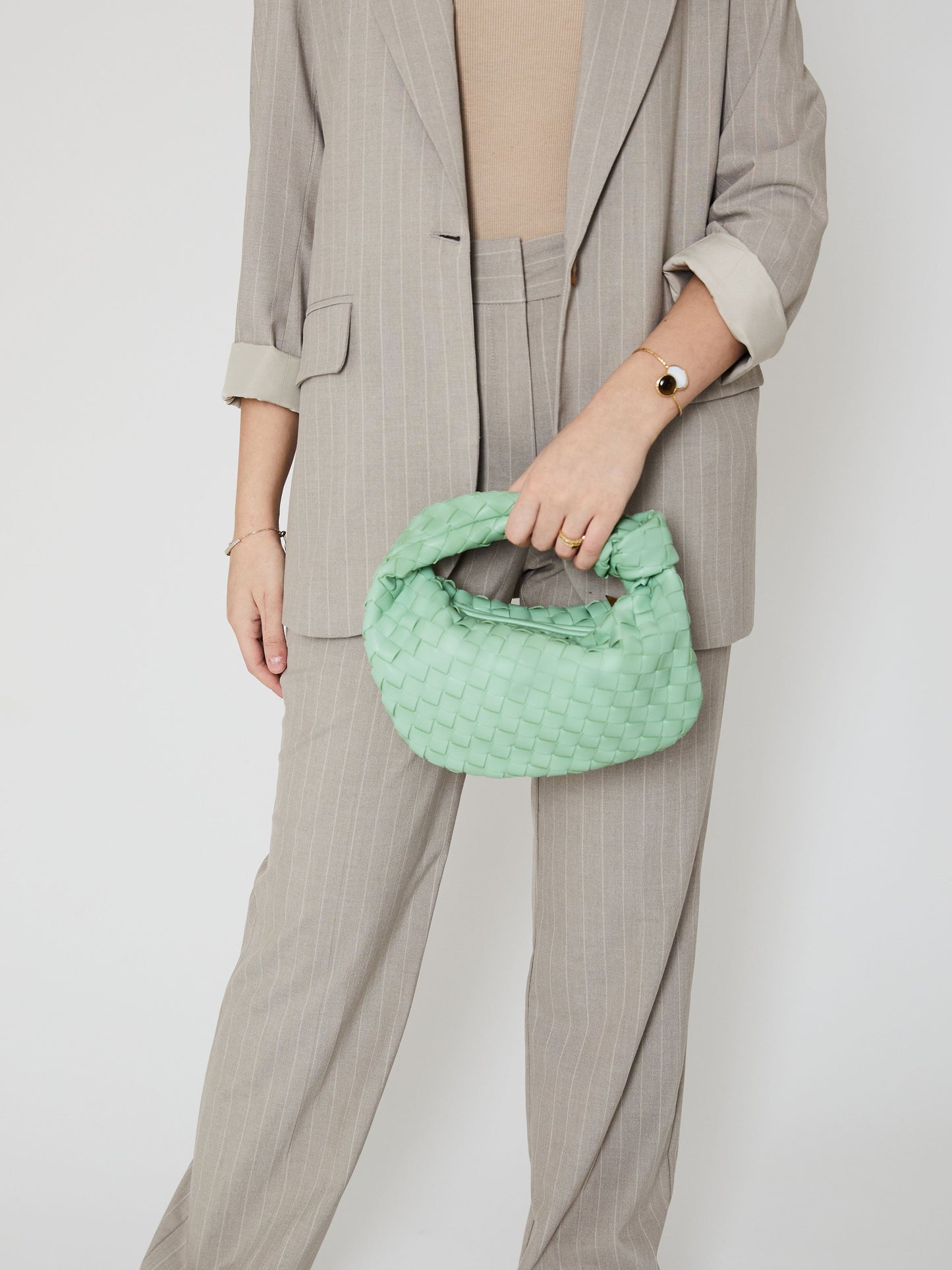 ModeGeist | Frische Minzgrüne Gewebte Handtasche - ModeGeist
