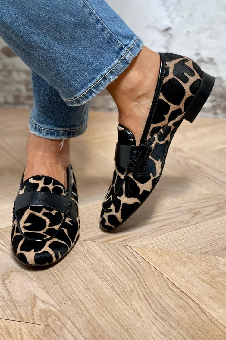MODEGEIST Damen Loafer Animalprint Slip-On Gepolstert