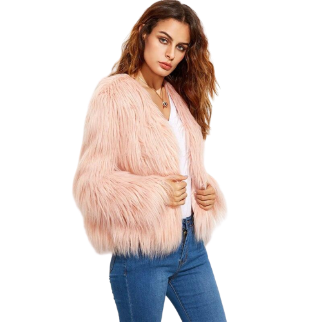 ModeGeist | Mantel aus Kunstfell für Frauen schick