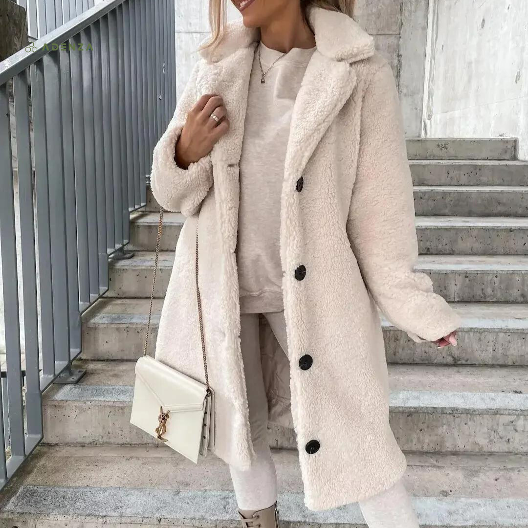 ModeGeist | Teddy Mantel - Weich Undwarm - Oversized Passform - Knopfverschluss - Reverskragen
