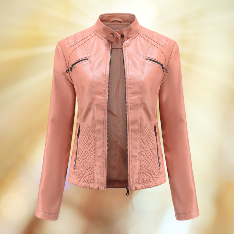 ModeGeist | Bequeme Leder Übergangsjacke für Frauen
