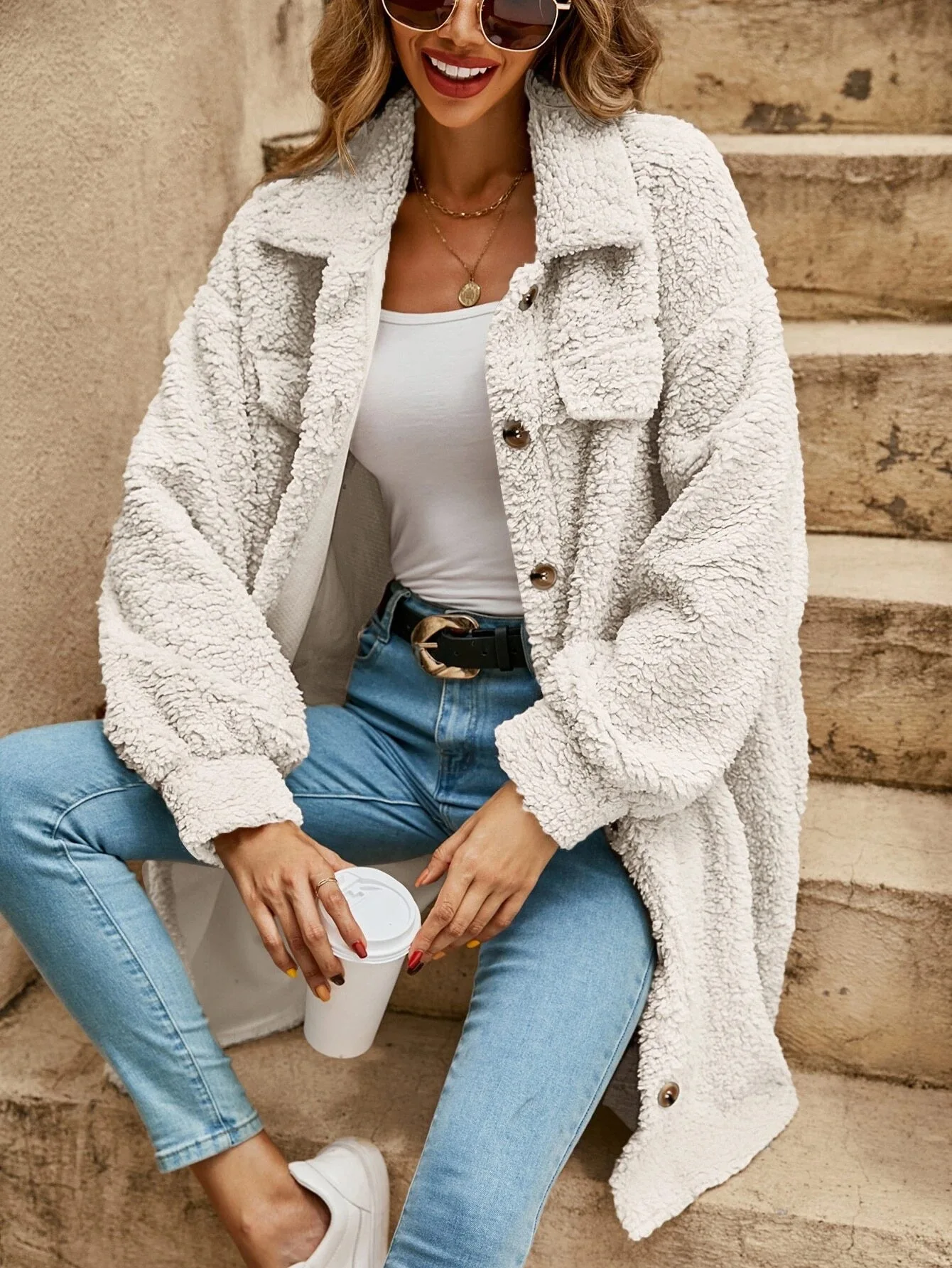 ModeGeist | Teddyjacke - bequeme lange Damenjacke