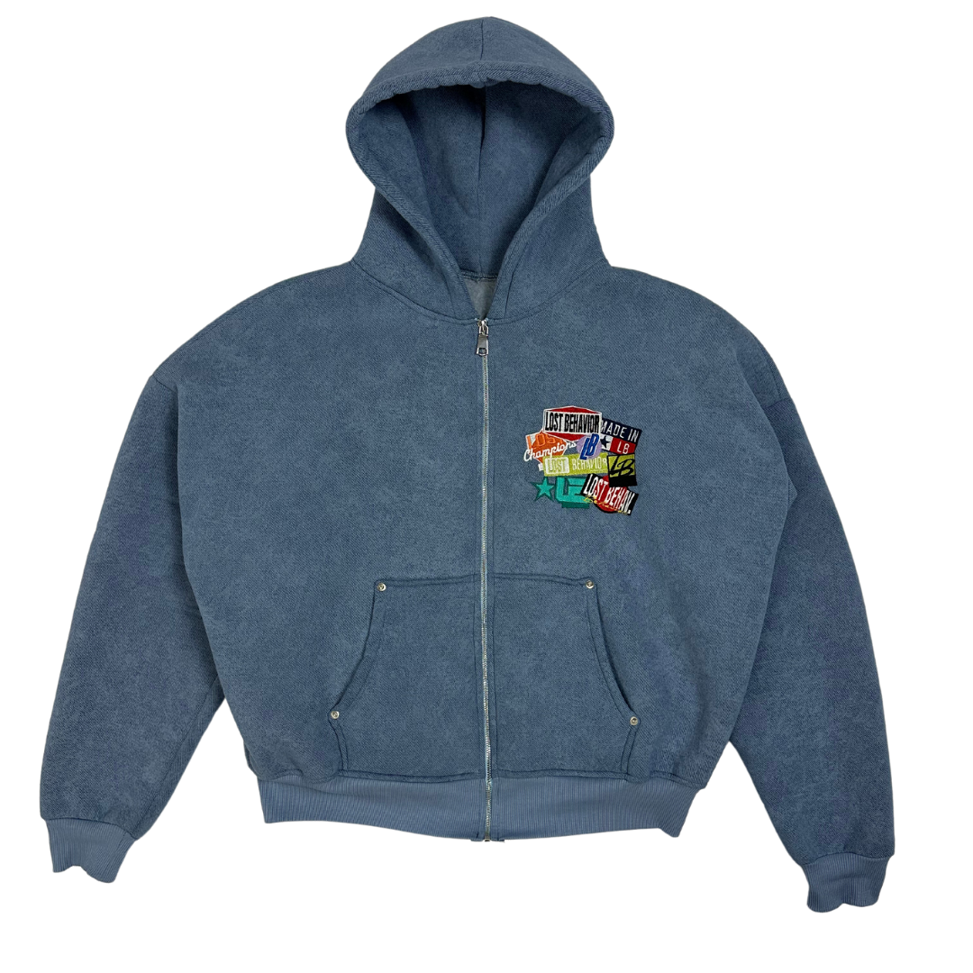 Blaue Fudus Box Fit Reißverschlussjacke
