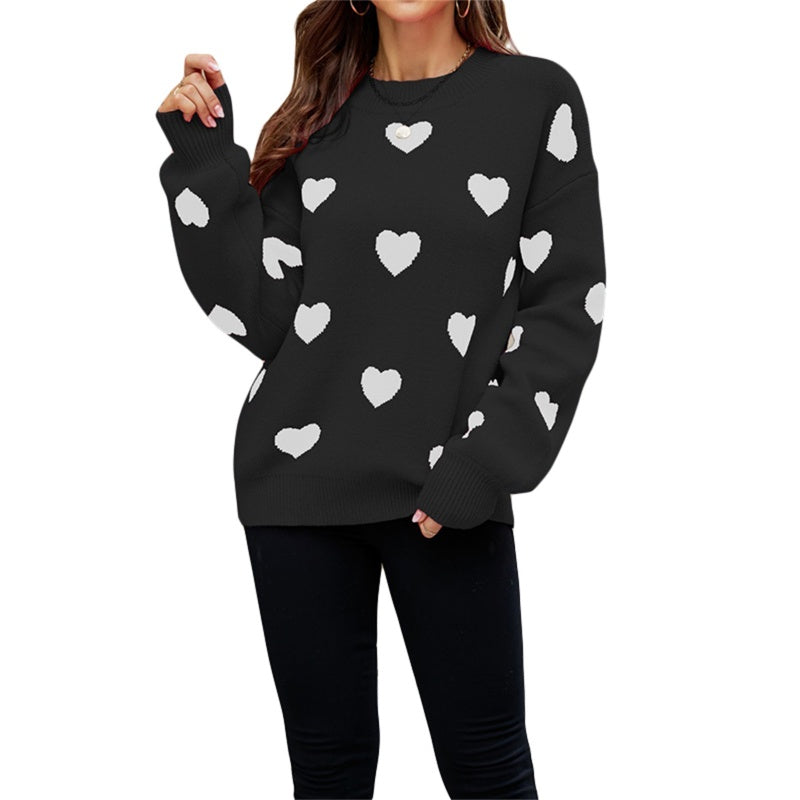 Damen kuscheliger Strickpullover mit Herzmotiv ModeGeist