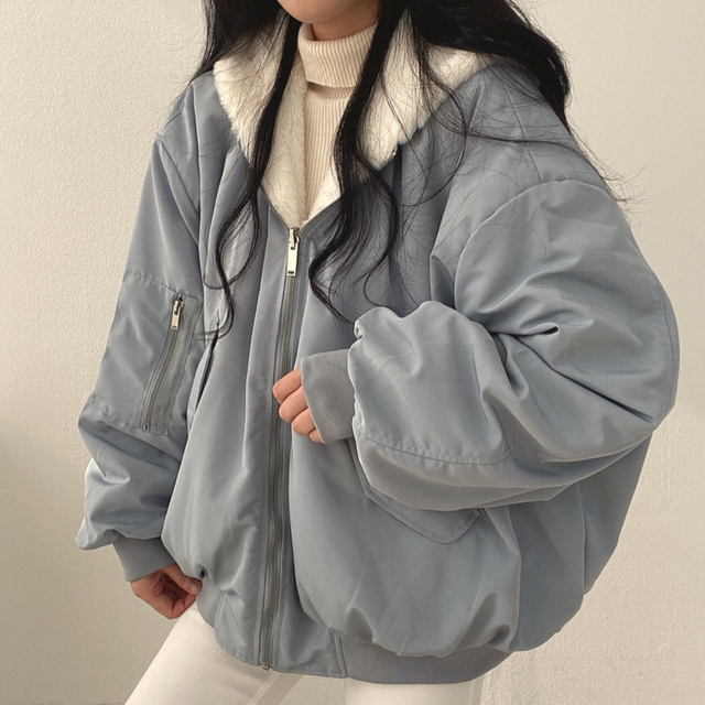 ModeGeist | Übergroße Zip up Jacke Lässige Passform Weiche Fütterung