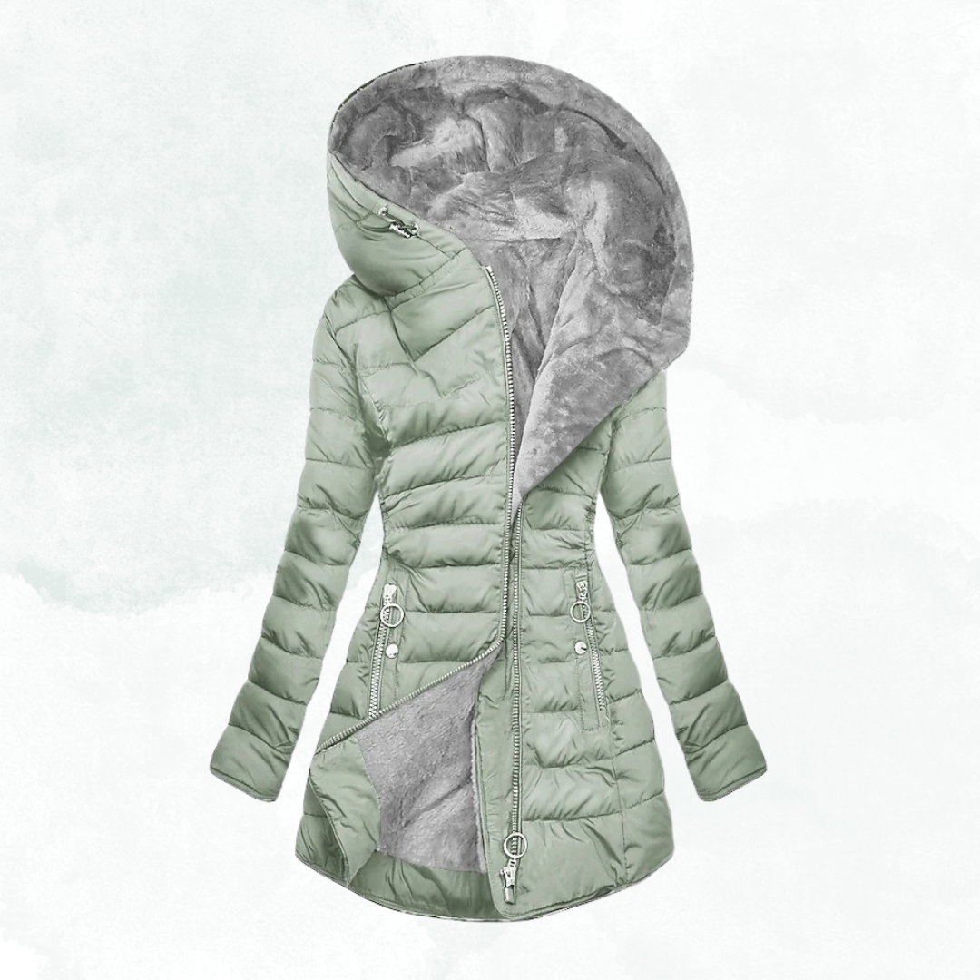 MODEGEIST Damen Wintermantel Kunstfell-Futter Elegant
