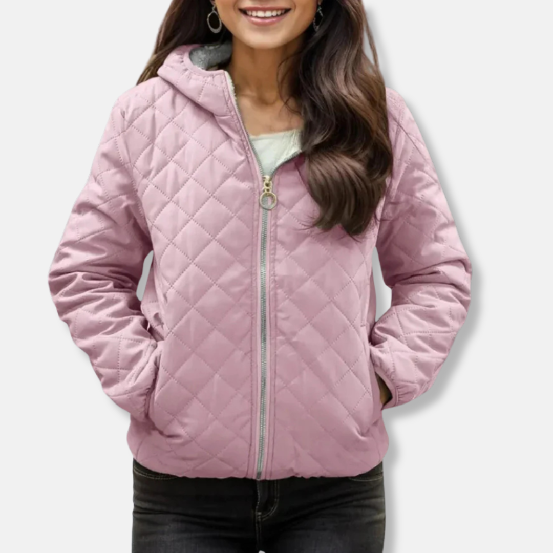 ModeGeist | Gepolsterte Jacke - Lockere Passform - Diamantsteppung - Kapuze - Elastischer Saum