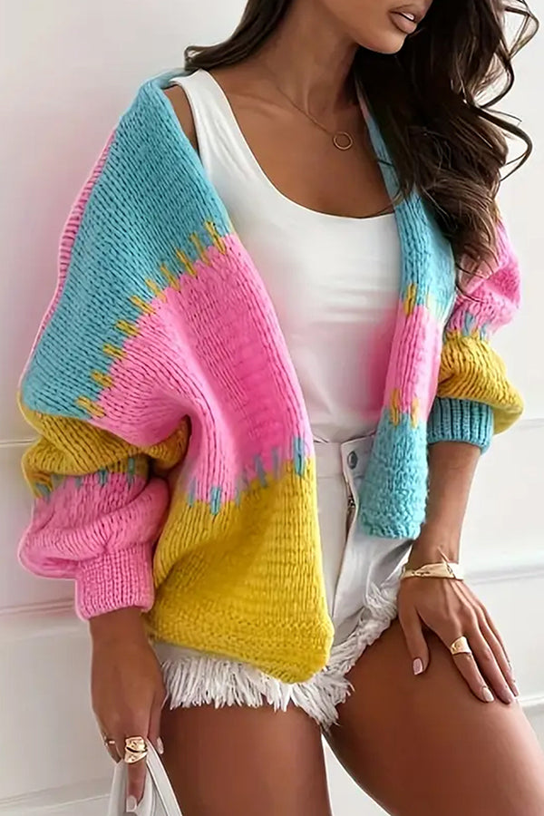ModeGeist | lässige Strickjacke mit Kontrastnaht-Detail