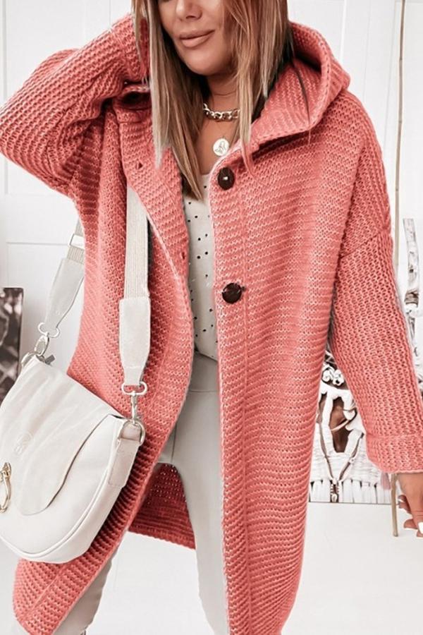 ModeGeist | Strickjacke mit Kapuze Lockerer Schnitt Weich und Warm