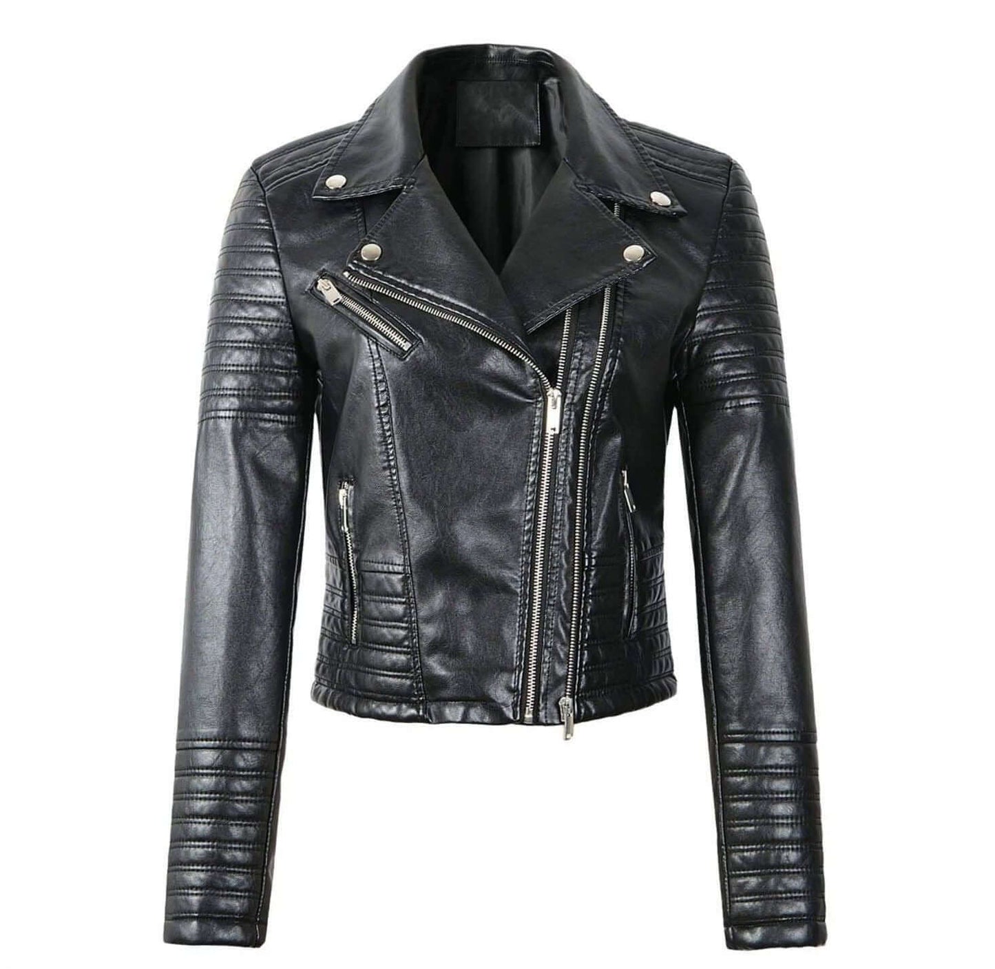 ModeGeist | Damen klassische Leder Bikerjacke