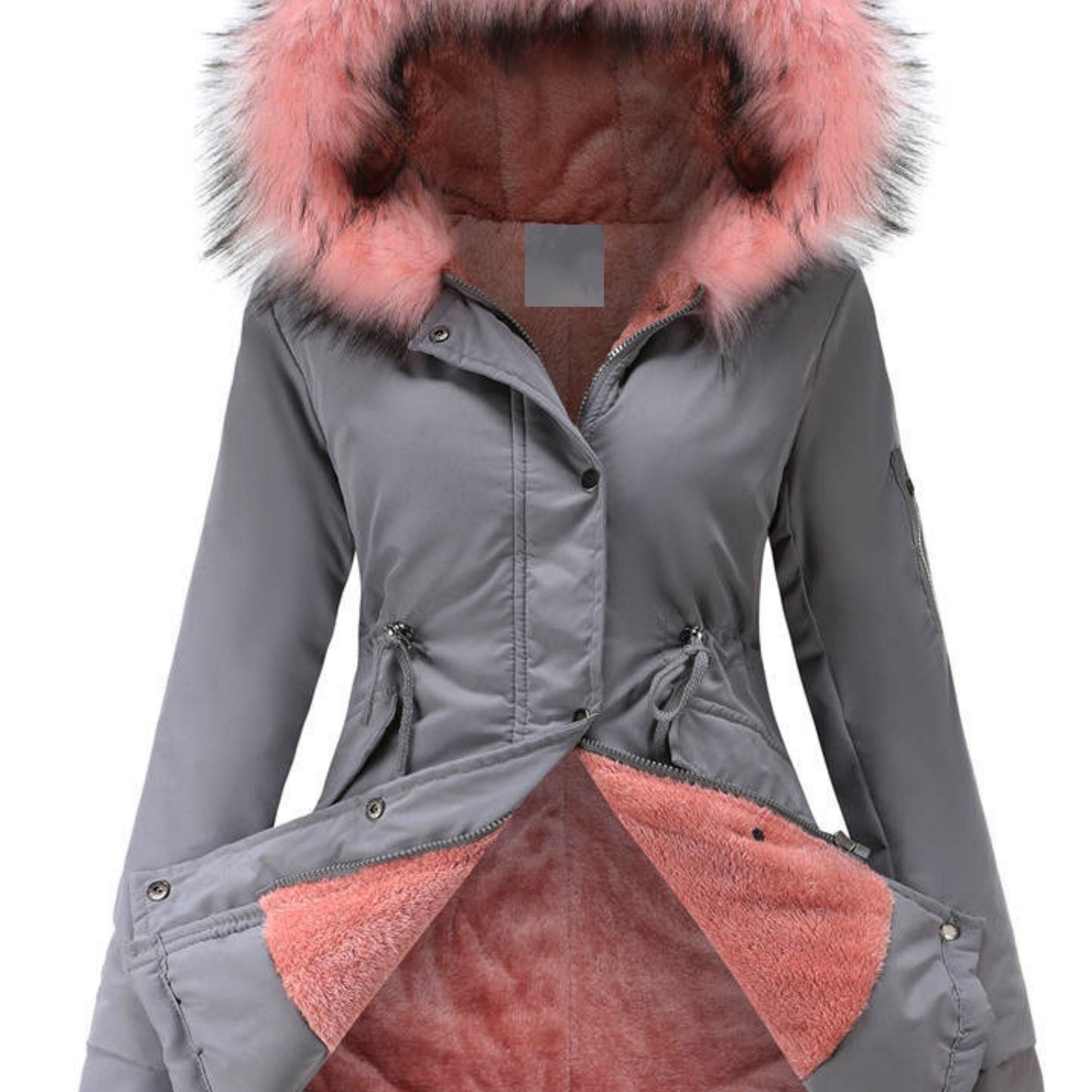 ModeGeist | Flauschige Kapuzenparkajacke mit Reißverschluss