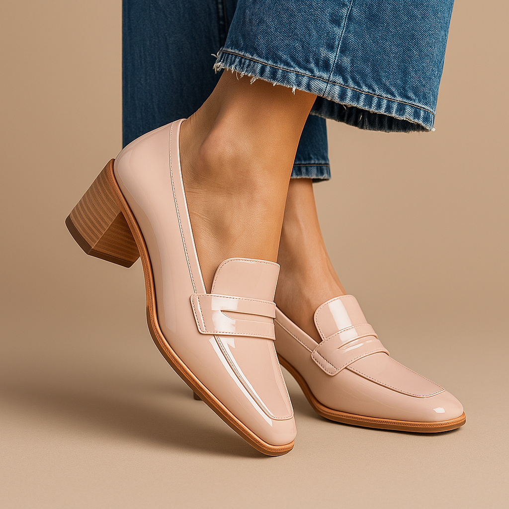 MODEGEIST Damen Loafer Glänzend Business Schwarz
