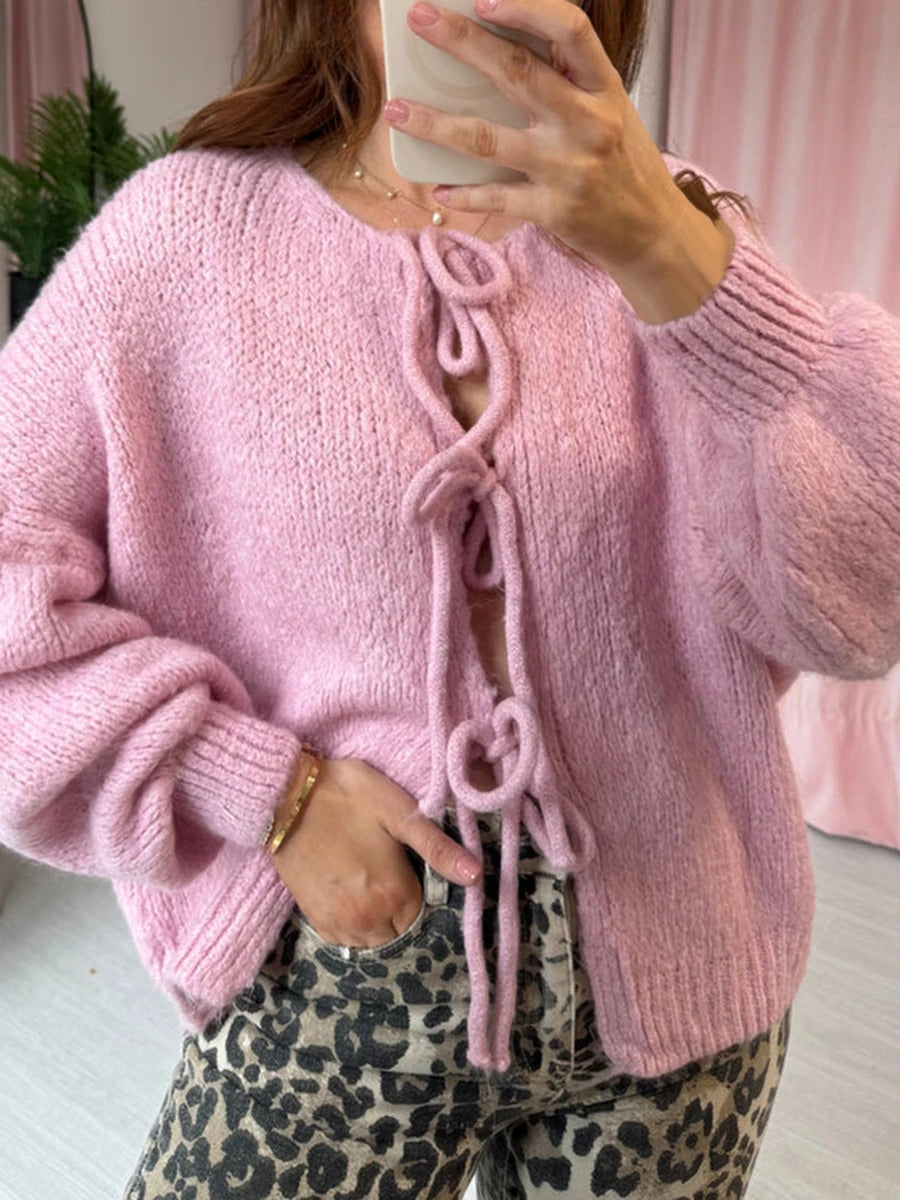 ModeGeist | Strickcardigan mit Schleifen Weich und Warm Trendy Look