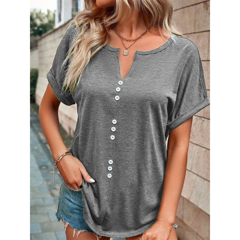 Fudus Kurzarm Bluse mit Knöpfen