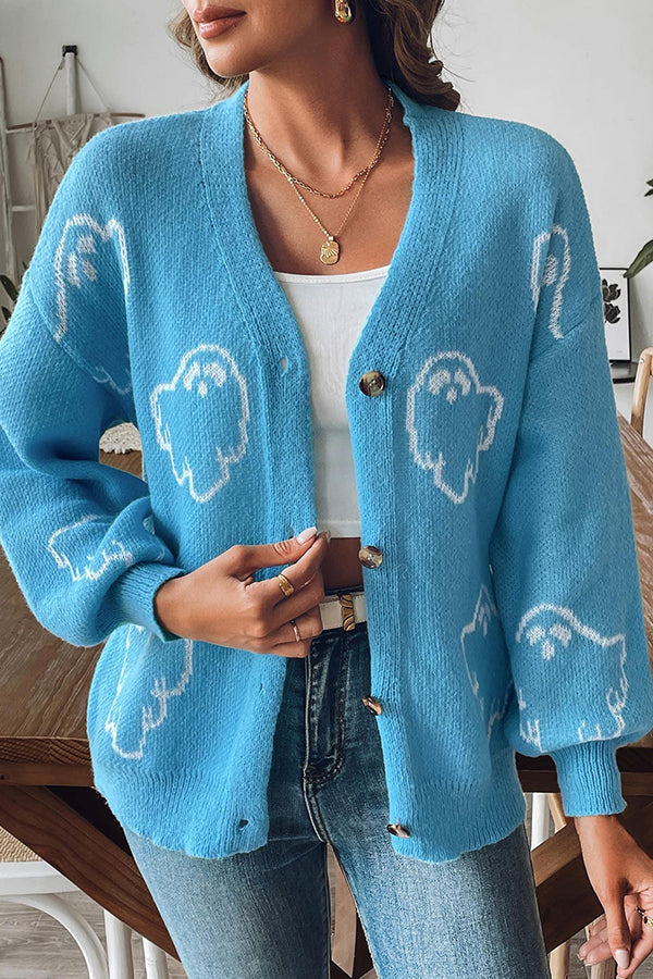 ModeGeist | Halloween-Geist Strickpullover mit Knöpfen